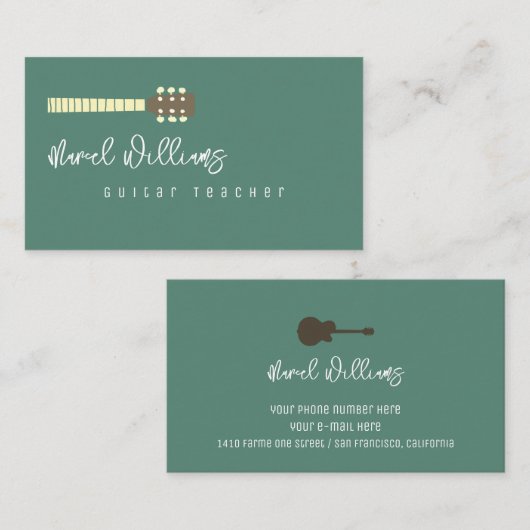 Cool Music Business Card for Guitarists 名刺 (正面/裏面)