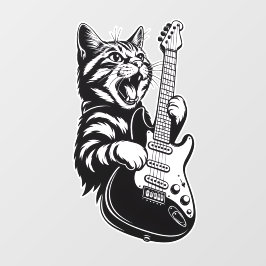Cool Music Love | Rock Cat Playing Electric Guitar ウィンドウサイン