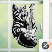 Cool Music Love | Rock Cat Playing Electric Guitar ウィンドウサイン (ホーム)