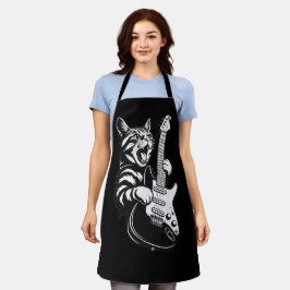 Cool Music Love | Rock Cat Playing Electric Guitar エプロン