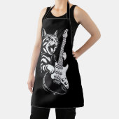 Cool Music Love | Rock Cat Playing Electric Guitar エプロン (インサイチュ)