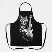 Cool Music Love | Rock Cat Playing Electric Guitar エプロン (正面)