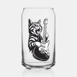 Cool Music Love | Rock Cat Playing Electric Guitar ガラス缶