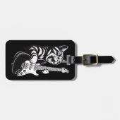 Cool Music Love | Rock Cat Playing Electric Guitar ラゲッジタグ (正面横)