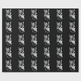 Cool Music Love | Rock Cat Playing Electric Guitar ラッピングペーパー