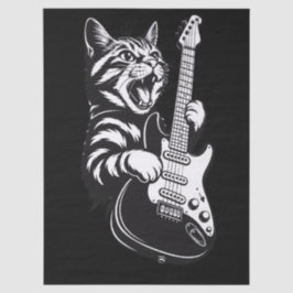 Cool Music Love | Rock Cat Playing Electric Guitar 薄葉紙