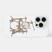 Cool Musician Cat Playing Drums iPhoneケース (裏面横)