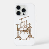Cool Musician Cat Playing Drums  iPhoneケース (裏面)