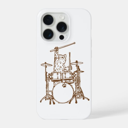 Cool Musician Cat Playing Drums iPhoneケース (裏面)