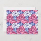 Cool Nature Peonies Flower Wedding 出欠カード (裏面)