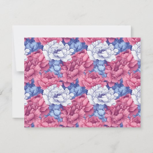 Cool Nature Peonies Flower Wedding 出欠カード (裏面)