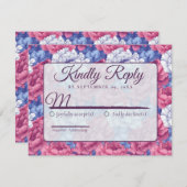 Cool Nature Peonies Flower Wedding 出欠カード (正面/裏面)