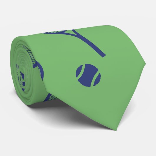 Cool Navy Blue Tennis Racquets Ball Pattern Green ネクタイ (ロール)
