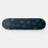 Cool Neon Green Blue Skull Graffiti Streetwear Cyb スケートボード (横)