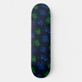 Cool Neon Green Blue Skull Graffiti Streetwear Cyb スケートボード