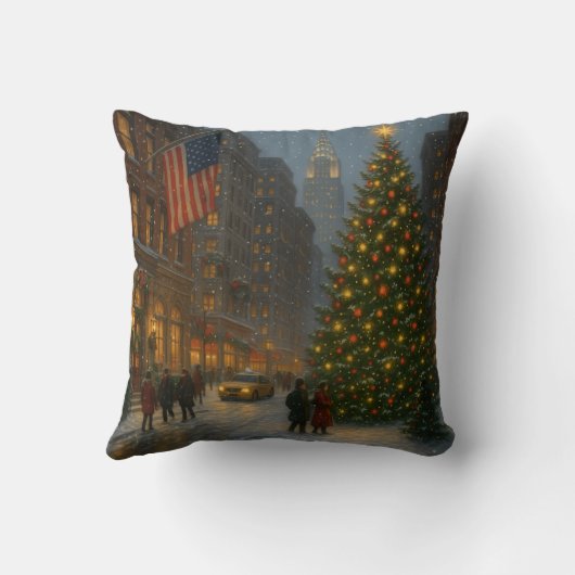 cool new york christmas streets クッション (裏面)