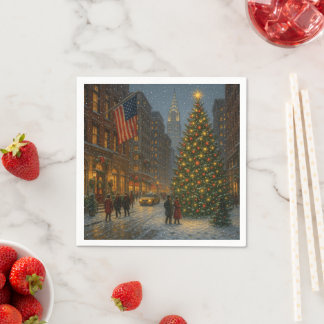 cool new york christmas streets スタンダードカクテルナプキン