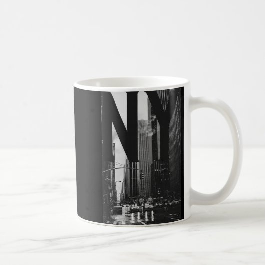 Cool New York City Abstract Skyline, Black &amp; W コーヒーマグカップ (右)