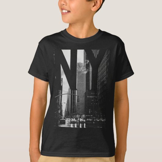 Cool New York City Abstract Skyline, Black &amp; W Tシャツ (正面)