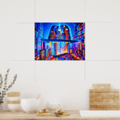 Cool New York City Hat on a NYC Skyscraper Balcony ポスター (キッチン)