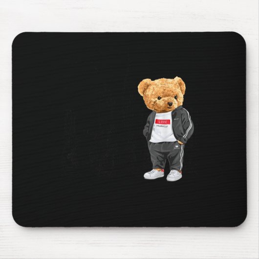Cool New York City Teddy Bear Illustration Graphic マウスパッド (正面)
