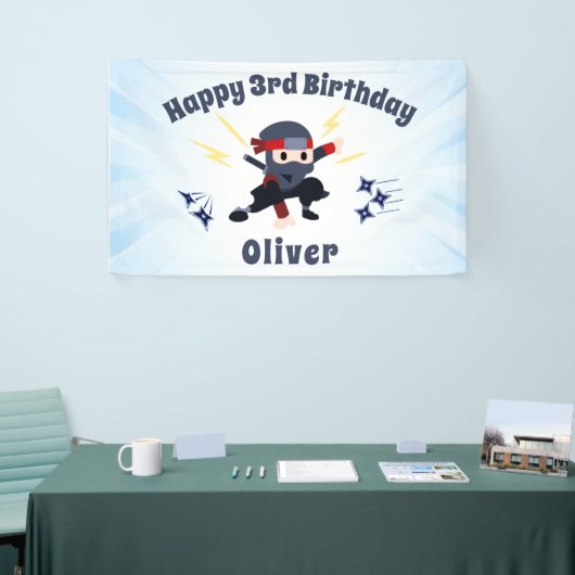 Cool Ninja Karate Kids Birthday Party Sign Banner 横断幕 (トレードショー)
