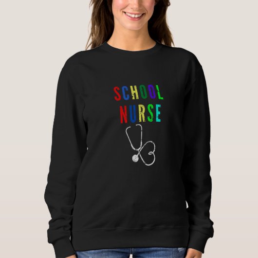 Cool Nursing School Nurse Stethoscope Back To Scho スウェットシャツ (正面)