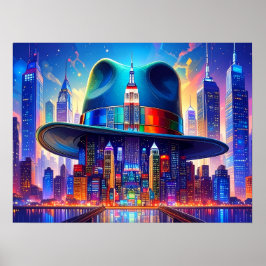 Cool NYC Art New York City in my Hat  ポスター