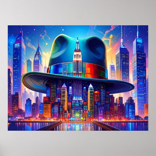Cool NYC Art New York City in my Hat  ポスター (正面)
