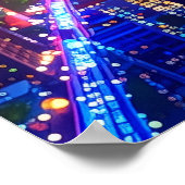 Cool NYC Girl in Fedora Nightscape Buildings Art ポスター (角)