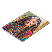 Cool Old Lady in Dread Locks Hippie Woman Blank ノートブック (左側)