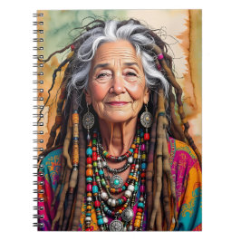 Cool Old Lady in Dread Locks Hippie Woman Blank ノートブック