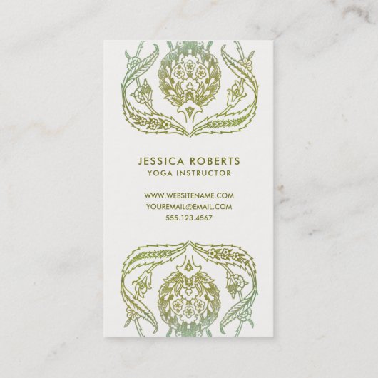 Cool Olive Green Professional Yoga Teacher 名刺 (裏面)