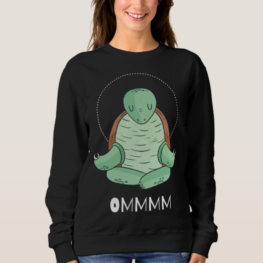Cool OMMM meditation relaxation turtle yoga スウェットシャツ (正面)
