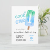 Cool One アイスバー1歳の誕生日 招待状 (スタンド正面)