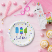 Cool One 1st バースデー ブルーグリーン ペーパープレート (パーティー)