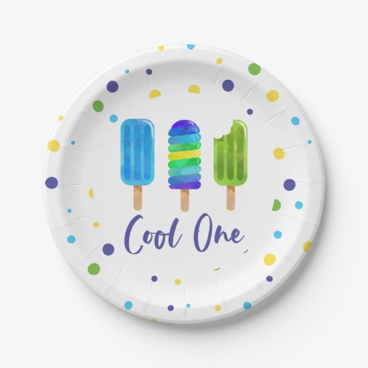 Cool One 1st バースデー ブルーグリーン ペーパープレート (正面)
