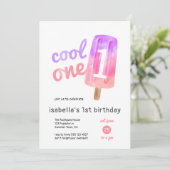 Cool One Popsicle Girl 1歳の誕生日 招待状 (スタンド正面)