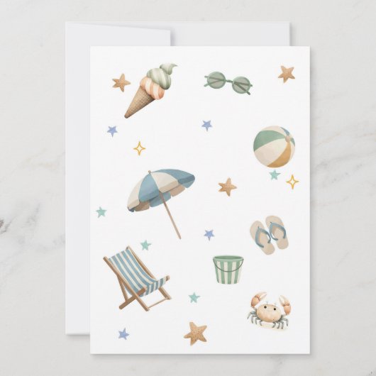 Cool One Summer Beach Party 1st Birthday  招待状 (裏面)