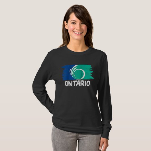 Cool Ontario Flag Raglan Baseball Tシャツ (正面フル)