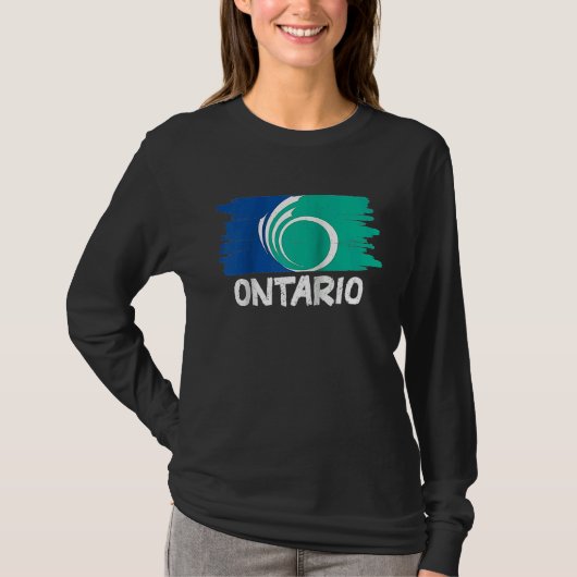 Cool Ontario Flag Raglan Baseball Tシャツ (正面)