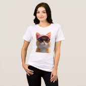 Cool orange cat wearing sunglasses and a pink base トライブレンドＴシャツ (正面全面)