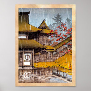 Cool oriental classic japanese temple painting ポスター