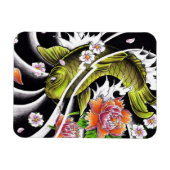 Cool oriental japanese black ink lucky koi fish マグネット (横)