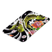 Cool oriental japanese black ink lucky koi fish マグネット (左側)