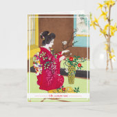 Cool oriental japanese geisha lady maiko ikebana カード (黄色い花)