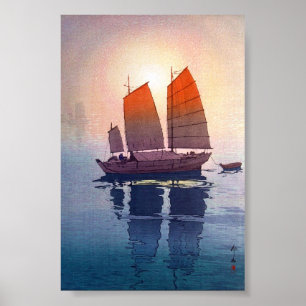 Cool oriental japanese Hiroshi Yoshida morning ポスター