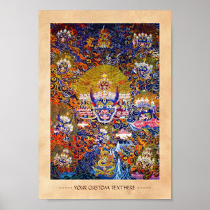 Cool oriental tibetan thangka god tattoo art ポスター
