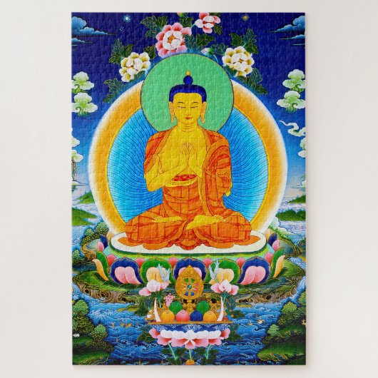 Cool oriental tibetan thangka Prabhutaratna Buddha ジグソーパズル (縦)