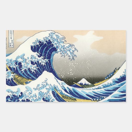 Cool orietal japanese classic fuji view art 長方形シール (正面)